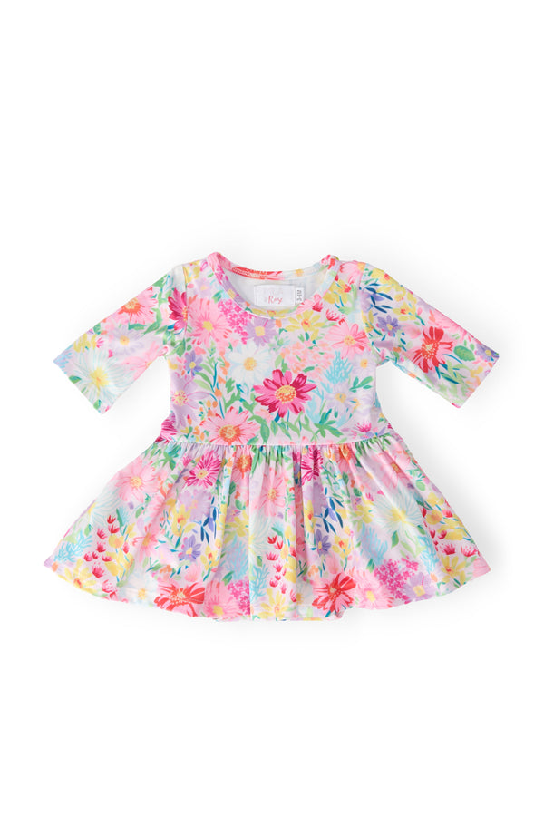 field-of-flowers-3-4-twirl-bodysuit Mila & Rose - Sophia's StyleTwirl Bodysuit - 3/4 Sleeve-1